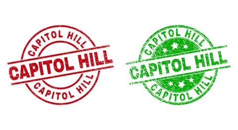 CAPITOL HILL Round Watermarks Using Distress Texture Stock Illustration