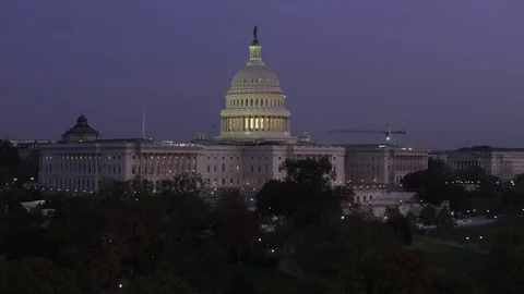 Capitol Hill, Twilight, Medium Shot and Pan, 4K MXF Class300, Washington DC 스톡 동영상 71649538