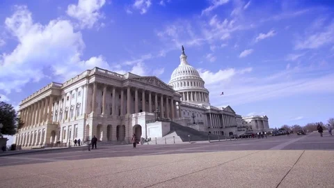 Capitol Hill Ultra Wide Angle Time Lapse Winter 4K Vídeos de archivo 84186841