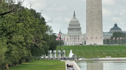 Capitol Hill Washington Monument DC Summer Super Tele Stock Footage 212427747