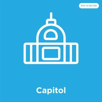 Capitol icon isolated on blue background Free Stock Illustration