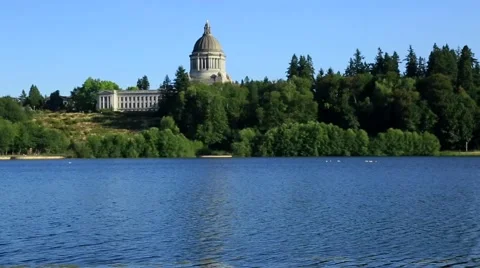 Capitol Olympia, nice summer day, blue water Stock Footage 52456749