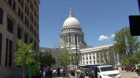 Capitol from One Block Away - Madison, WI Stock Footage 23539039