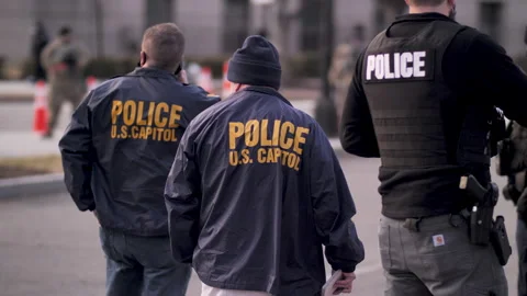 Capitol Police DC Lockdown Inauguration RF Video stock 146799595