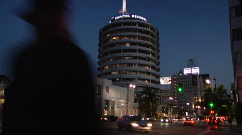 Capitol Records Time Lapse DaytoNight Video stock 1099069