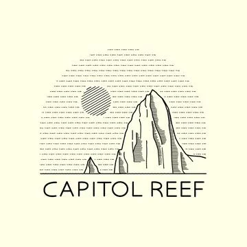 Capitol Reef National Park vector illustration in monoline style Stock Illustration