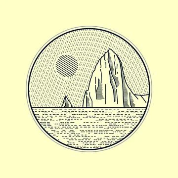 Capitol Reef National Park vector illustration in monoline style Stock Illustration