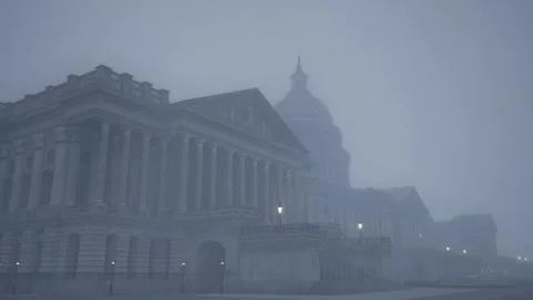 The Capitol under a snowstorm. Winter blizzard meets historic architecture. Stock Footage 302430968