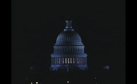 Capitol in Washington, DC at night Video stock 242502225