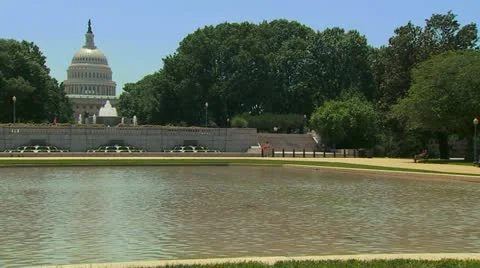 Capitol Wide Pan with Reflecting Pool Video stock 11116635