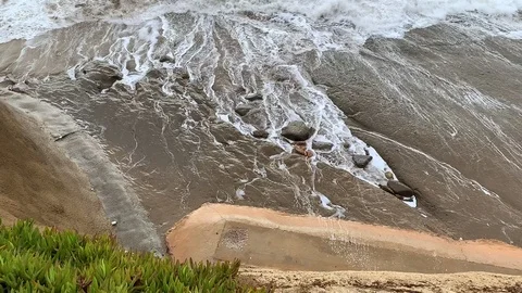 Capitola waves slow motion from above Video stock 120500757