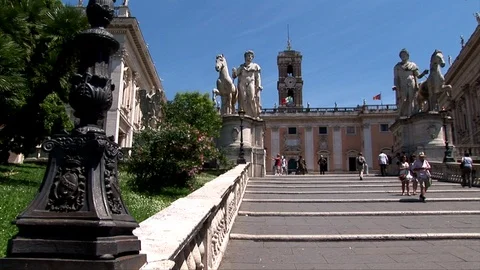 The Capitoline Hill in Rome with statues 스톡 동영상 101682227