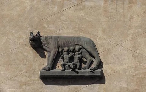 Capitoline Wolf with Romulus and Remus in Verona Stock Photos