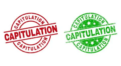 CAPITULATION Round Seals with Scratched Style イラスト素材