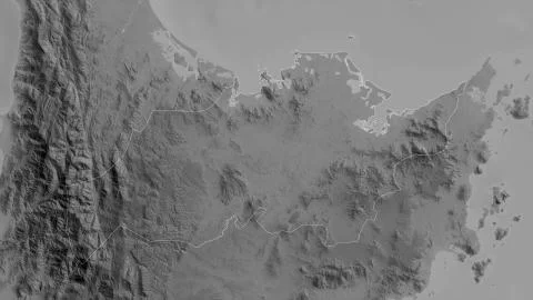 Capiz, Philippines. Grayscaled map with lakes and rivers 스톡 일러스트