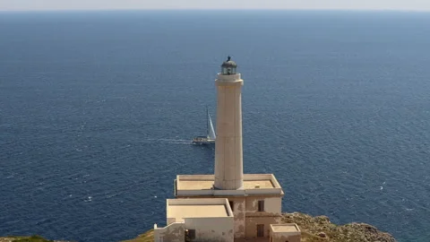 Capo d'Otranto lighthouse the easternmost point of Italy - 4K - ProRes Stock Footage 155934243