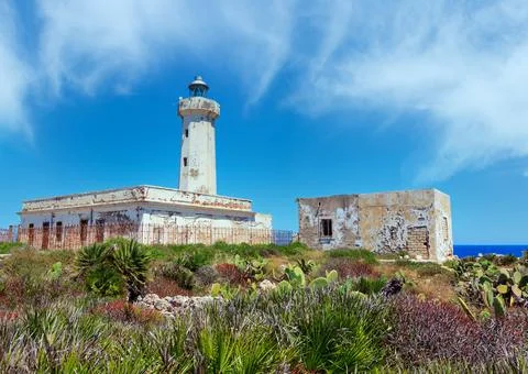 Capo Murro di Porco lighthouse, Syracuse, Sicily, Italy Stock Photos
