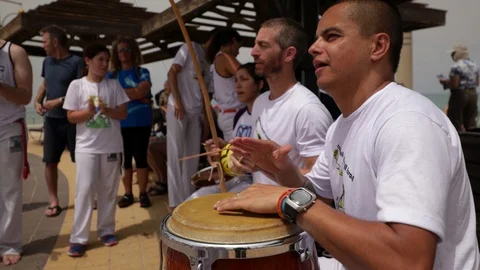 Capoeira at the beach Stock Footage 115602481