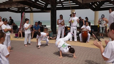 Capoeira at the beach Stock Footage 115603218