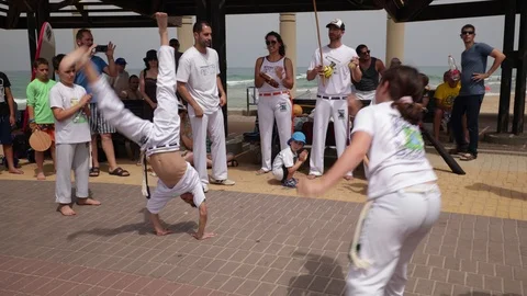 Capoeira at the beach Stock Footage 115603729