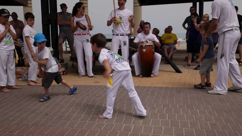 Capoeira at the beach Stock Footage 115604268