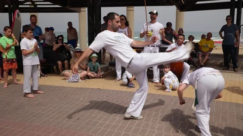 Capoeira at the beach Stock Footage 115604590