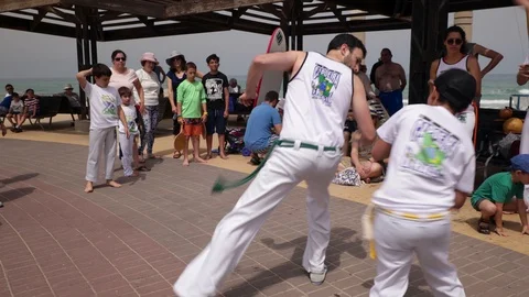 Capoeira at the beach Stock Footage 115604831