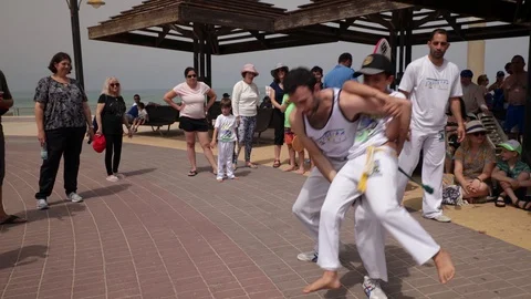 Capoeira at the beach Stock Footage 115605414