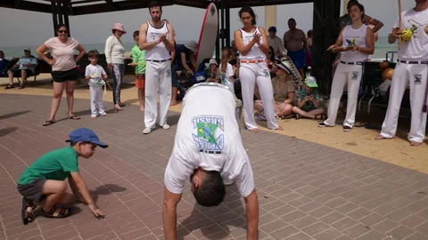 Capoeira at the beach Stock Footage 115605877