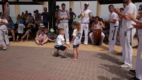Capoeira at the beach Stock Footage 115606750