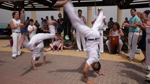 Capoeira at the beach Stock Footage 115608113