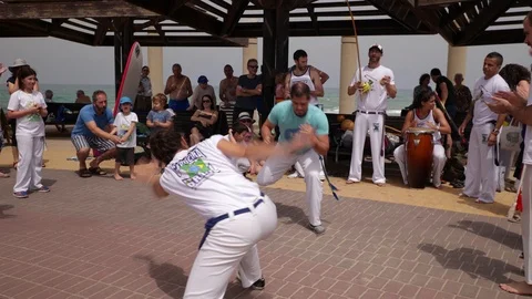 Capoeira at the beach Stock Footage 115609931