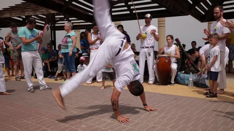 Capoeira at the beach Stock Footage 115611180