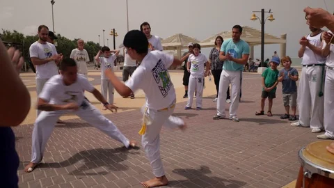 Capoeira at the beach Stock Footage 115611617