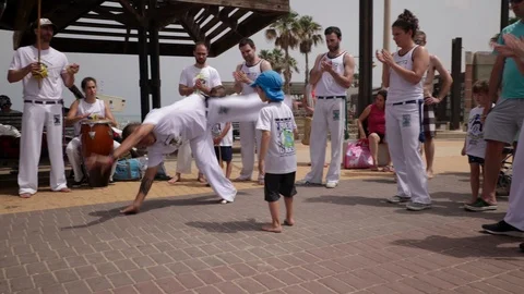 Capoeira at the beach Stock Footage 115611665