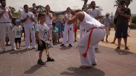 Capoeira at the beach Stock Footage 115614254