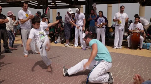 Capoeira at the beach Stock Footage 115615609