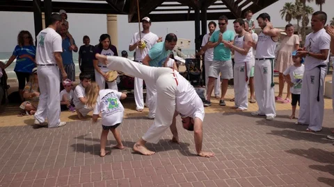 Capoeira at the beach Stock Footage 115615872
