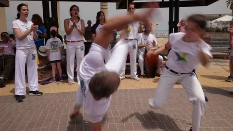 Capoeira at the beach Stock Footage 115621579