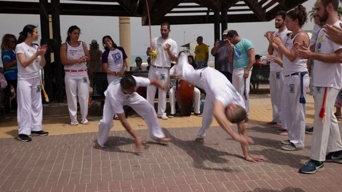 Capoeira at the beach Stock Footage 115621767