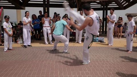 Capoeira at the beach Stock Footage 115623955