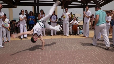 Capoeira at the beach Stock Footage 115624945