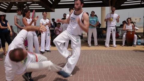 Capoeira at the beach Stock Footage 115625189