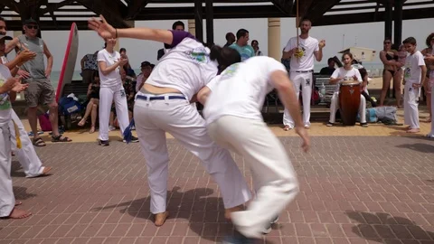Capoeira at the beach Stock Footage 115625236