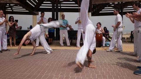 Capoeira at the beach Stock Footage 115625611