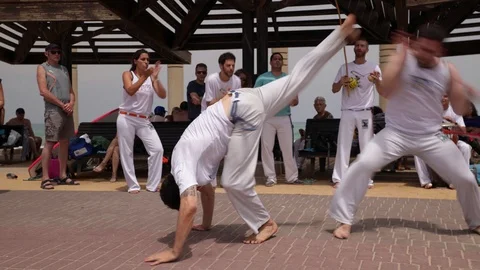 Capoeira at the beach Stock Footage 115626543