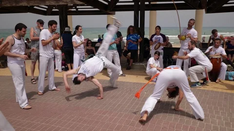 Capoeira at the beach Stock Footage 115627286