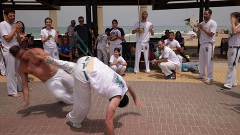 Capoeira at the beach Stock Footage 115627351
