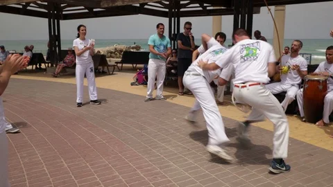 Capoeira at the beach Stock Footage 115627892
