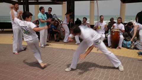 Capoeira at the beach Stock Footage 115630068